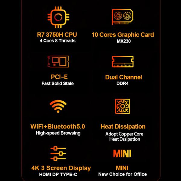 AMD Athlon Gold 3150U Black Mini PC With Aluminum Alloy Chassis For Home Office