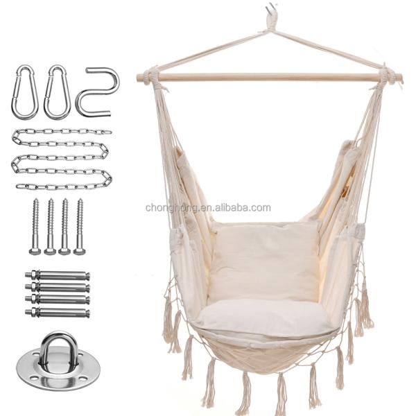 Silla colgante Jardín hamaca al aire libre Acampada con hamaca de madera Silla Boho hamaca