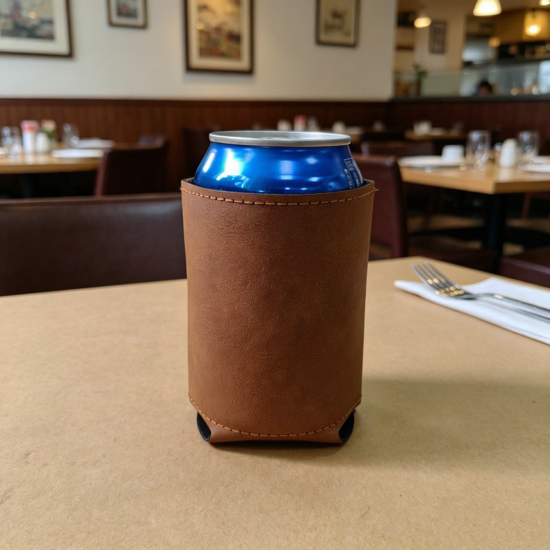 Blank Laser Engraving PU Leather Can Cooler, Laserable Faux Leather Cola Sleeve for 12oz &Slim Cans, DIY Engraved Drink Holder, Personalized for BBQ Camping Wedding
