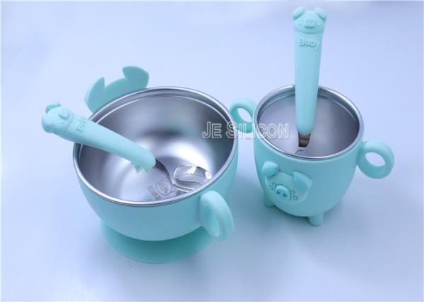 Ecofriendly Silicone Baby Products , Silicone Baby Bowl With Spoon Fork