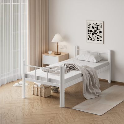 Apartment dormitories can customize single beds, modern thick cold rolled steel frame beds, durable single-layer student beds