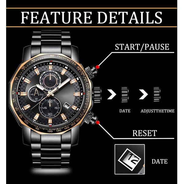 45mm Luxury Quartz Watch 5ATM ODM Fashion Chronograph Watches For Men