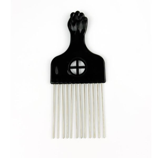 Black Steel Metal Hair Picks OEM Metal Afro Comb For Curly Hair