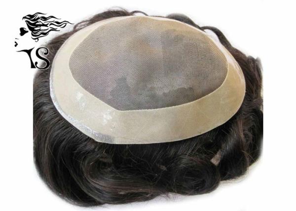 Men's Toupee Hair Pieces With Pu Coated All Around Perimeter And Folded Lace Edge