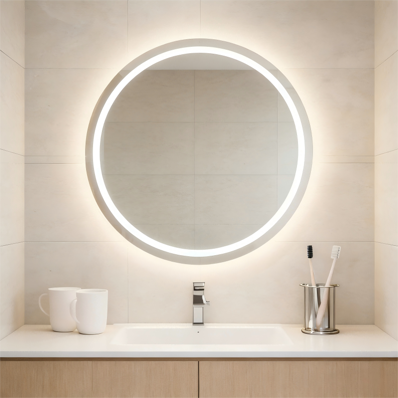 LED Backlit Round Vanity Mirror for Bathroom IP44 Waterproof Wall-Mounted  Bathroom Mirror