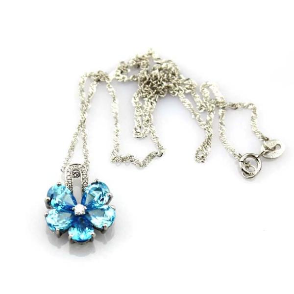 Women Jewelry  Purple Cubic Zircon Flower Pendant Necklace  (PSJ0223)
