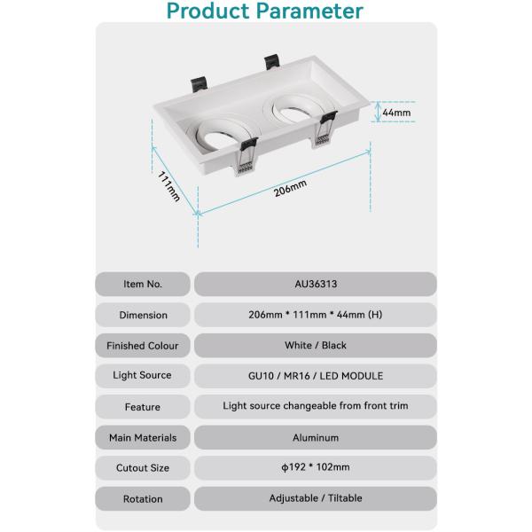 Versatile Anti-Glare GU10 Recessed Spotlight Frame For Tailored Commercial Lighting Solutions