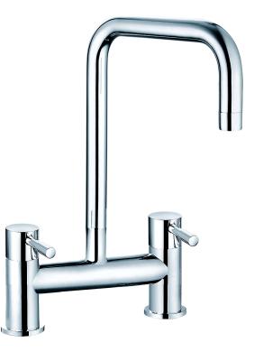 Tubos de mistura de cozinha contemporâneos de dupla alça de latão para cozinha T81026