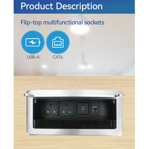 Hidden Concealed Electrical Flip Up Conference Electrical Socket For Conference Room Workspace