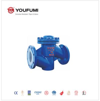 DIN Horizontal Lift Check Valve , Petrochemical PFA Lined Swing Check Valve