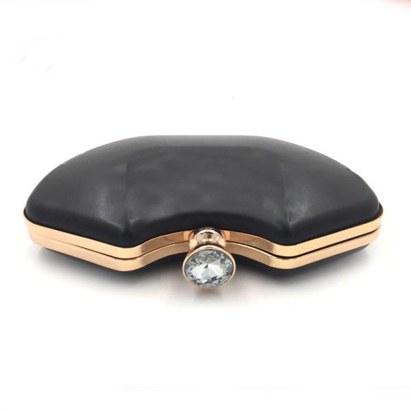 New design gold color evening bag box metal frame with diamond lock 12*21 cm