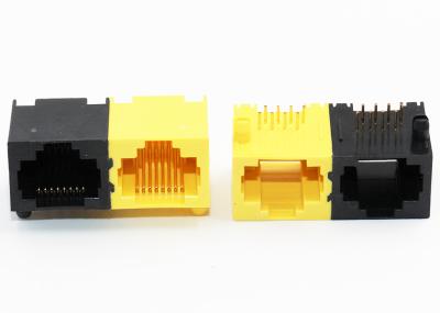 1 x 2 porto RJ45 através do alojamento duplo da cor do amarelo do preto do conector do furo
