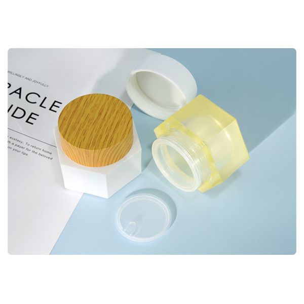 Eco-friendly Hexagon PETG Plastic Jars Custom Colorful Empty Cosmetic Cream Containers Lids 50ml For Eye Cream