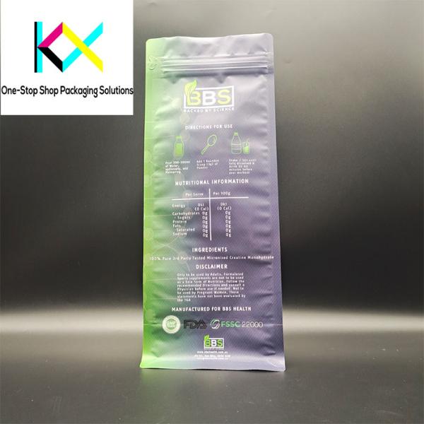 Moisture Proof 1kg Protein Powder Packaging Bag Plastic Flat Bottom Pouch