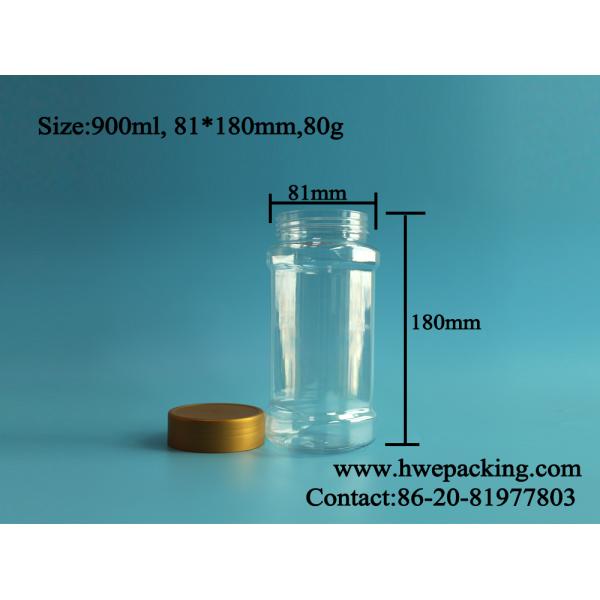 Tarro plástico 30oz 900ml de la galleta del anacardo del animal doméstico de la prueba cuadrada del escape para la harina de maíz del polvo del café