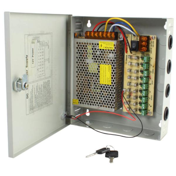 C-Power 110V 220V CCTV 12V 10A 9CH 9 Ports Regulated Power Supply Box Unit