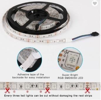 Colored RGB SMD LED Flexible Strips 60 LEDs / M CE Approvel Long Working Life