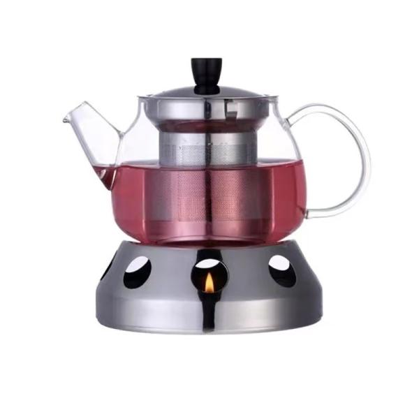 Chemical Etching Glass Teapot with Stainless Steel Infuser for Tea Flow