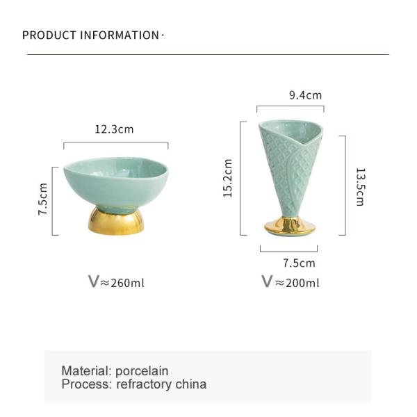 Porcelain Ceramic Home Decoration Cup For Ice Cream Dessert OEM