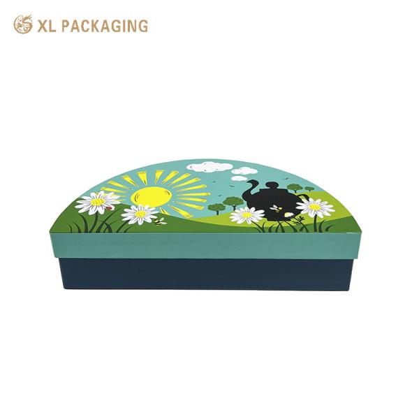 2 Pieces Semicircular Tea Bag Gift Box 6 Compartments 350gsm White Card Divider Yellow Interior Packaging Box For Assorted Tea Sachets