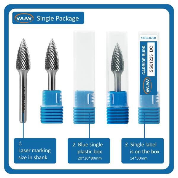 WUWTOOLS 6mm Shank Best Carbide Burr for Hardened Steel Metal Removal MX Cut Carbide Burrs for Die Grinder
