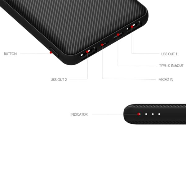 2A 5V High Power Automobile Emergency Mobile Power Supply Mobile Power Bank 10000mah