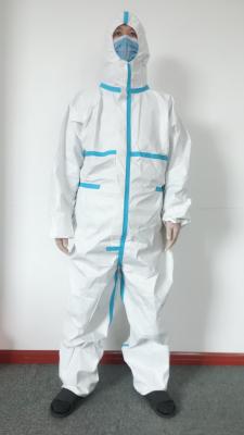 Combinações protetoras químicas do vestido descartável azul branco do isolamento