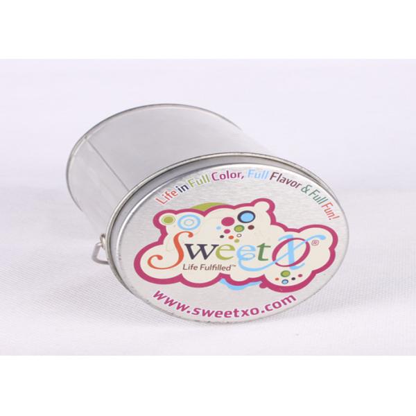 Color Printed Empty Cylinder Round Gift PET Tin Boxes Sweets Packaging Handle Attached