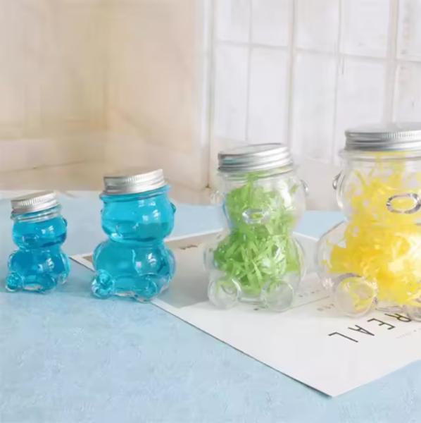 300 ml de ursinho de pelúcia doce jar armazenamento garrafa de doces garrafa de frutas criativa
