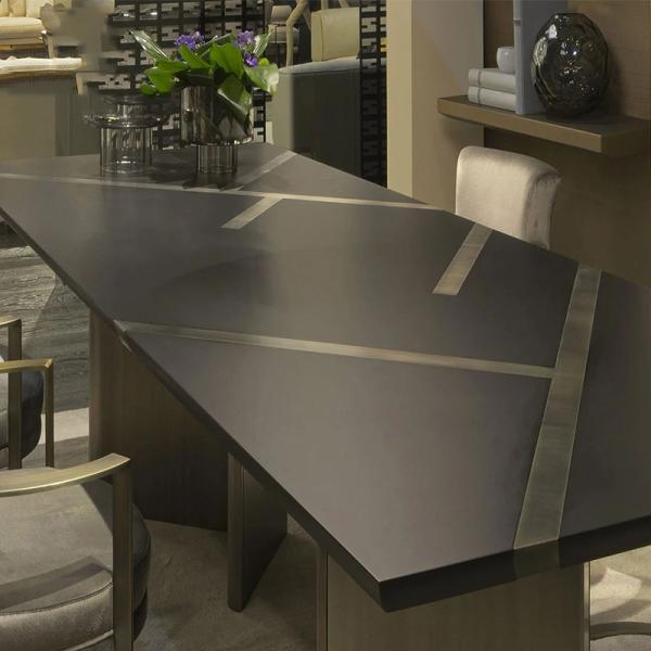 2000mm 29,9 mesa de jantar luxuosa contemporânea, mesa de jantar moderna do século meados de aço inoxidável