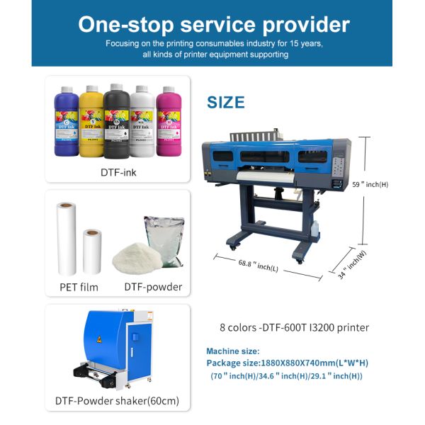 8 Colors 60CM T Shirt Printing Machine DTF Heat Transfer Machine With I3200 Print Heads