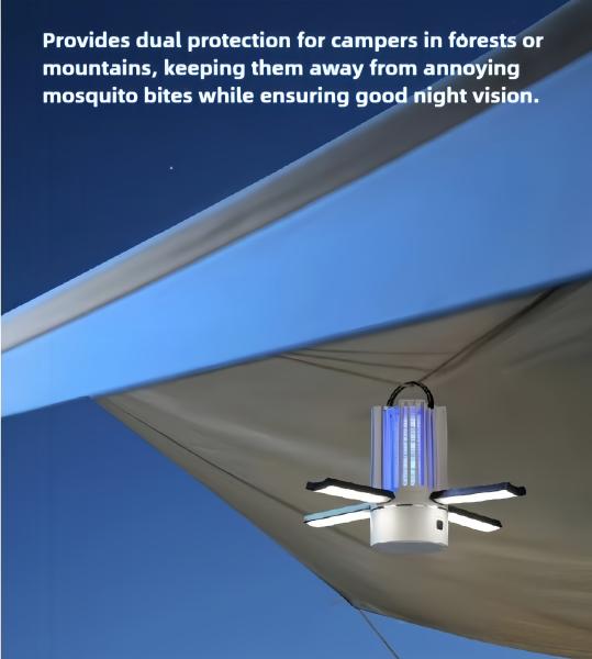 JZ 3 in 1 USB Rechargeable Night Light and Mosquito Killer Lamp for Camping and Traveling Bug Zapper with 4000mah Big Battery
