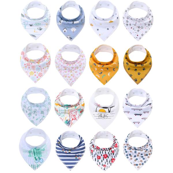 24 Months Organic Cotton Drool Bibs Unisex Newborn Bibs With Adjustable Snaps