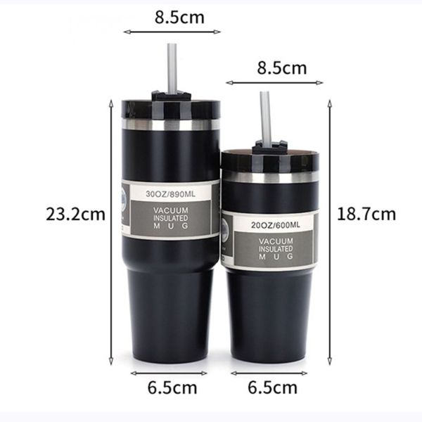 Logo personnalisé Double-Mure Vacuum Bouteille isolée 20 oz 30 oz en acier inoxydable Tumbler avec paille Voyage de voiture Bouteille lave-vaisselle Design sûr contre les déversements