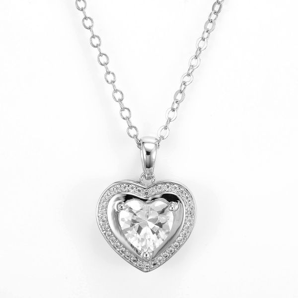 Engagement Gift 925 Silver CZ Pendant  For Women Zircon Stone