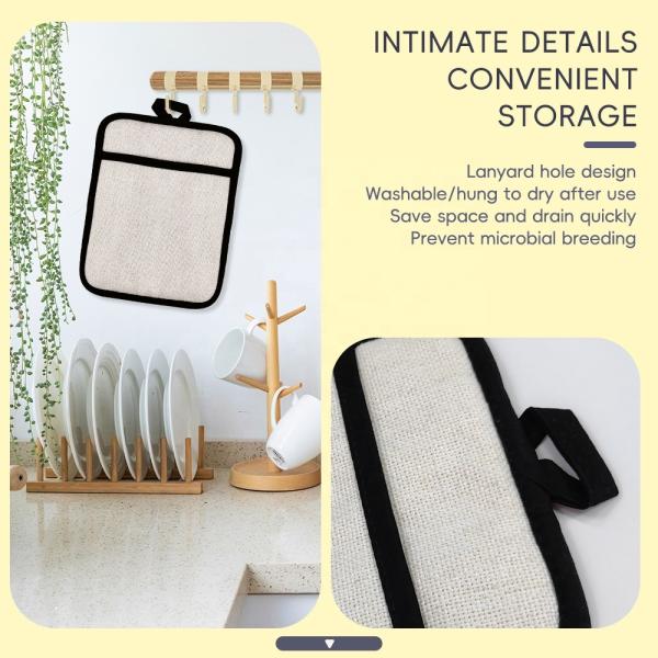 Soporte para ollas de silicona resistente al calor DIY con bolsillo, plantillas para sublimación de lino