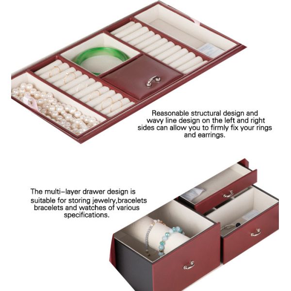 Handled Luxury Jewelry Box Durable Easy To Take With Many Compartments