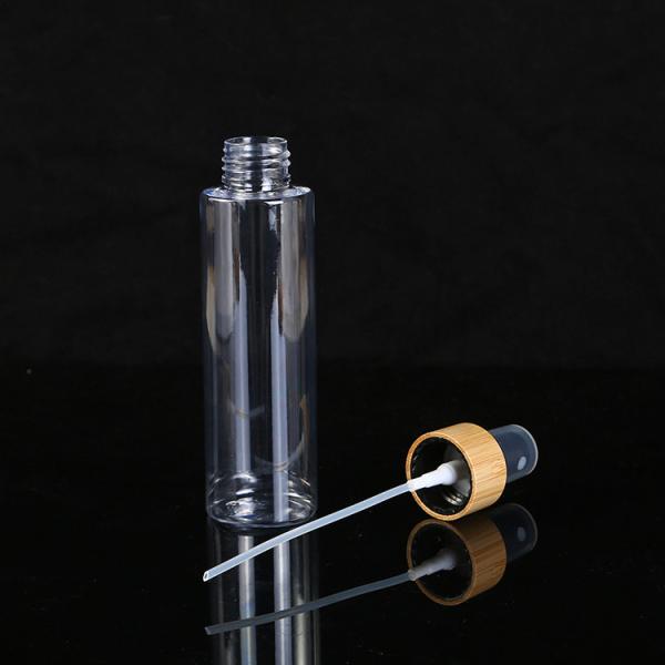 Body Material PET 100ml 120ml 250ml Empty Clear Plastic Bottle with Fine Mist Bamboo Black Sprayer for Cosmetic Packaging