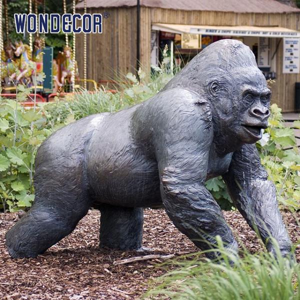 Garden Use Life Size Black Patina Effect Bronze Gorilla Sculpture for Sale