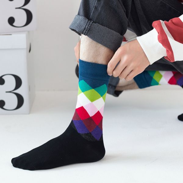 Sustainable Colorful Crew Socks Winter Cotton Custom Logo