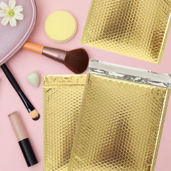 CTCX Small Gold Padded Envelope Bubble Mailers Custom Logo Gold Shipping Bags Metallic Bubble Mailer Bubble Polymailers