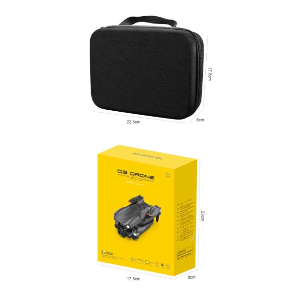 Beginner Operator Skill Level Portable RC Drone with Obstacle Avoidance and Triple Camera D3 Pro 4k Brushless Motor