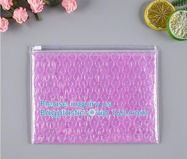 Rainbow Holographic Cosmetic Laser Slider Ziplockk Esd Bubble Bag Bubble Packaging Wrap Cosmetic Pouch Slider Bubble Bag