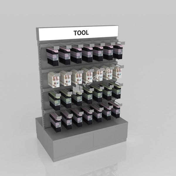 Retail Display Stand Grey Wooden Island Cabinet For Compact Store Stand And Fashion-Forward Shop Display Furniture