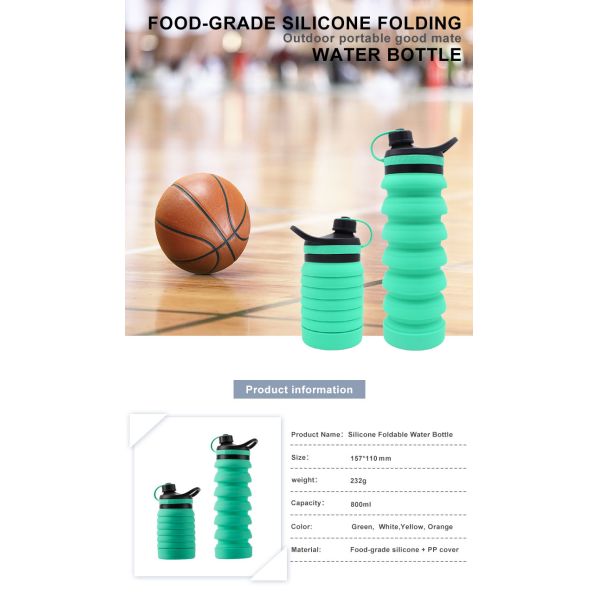 Expandable Leakproof 800ML Foldable Silicone Bottle