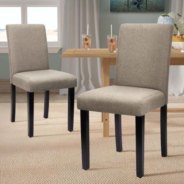 Upholstered Solid Wood Legs 275Pounds Fabric Dining Room Chairs