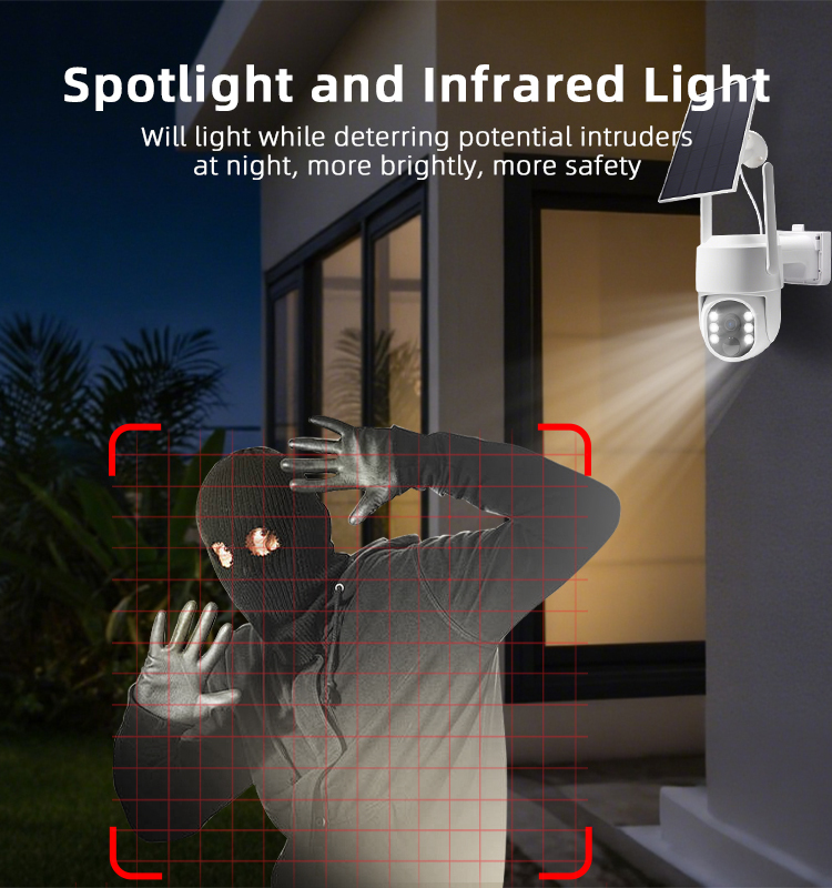 4MP Solar Security Camera Outdoor Wireless WiFi PTZ Surveillance Camera, Built‑in Battery, AI Human Detection, Two‑Way Audio, Dual Light Night Vision, IP66 Waterproof for Home Outside Monitoring