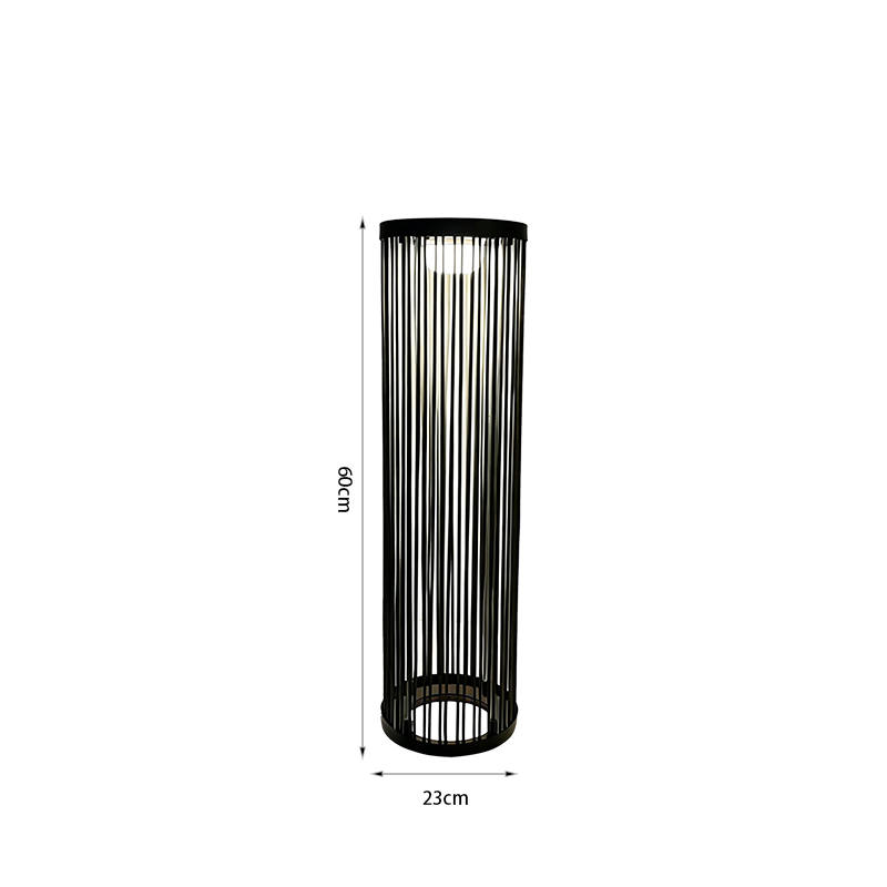 Lighting solar rattan floor lamp, 17-yr handwoven, waterproof, easy install.
