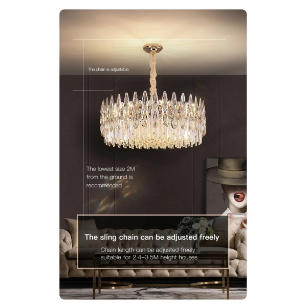 Duplex Building Living Room Chandelier Building Stairway Long Chandelier Luxury Crystal Lamp(WH-CY-269)