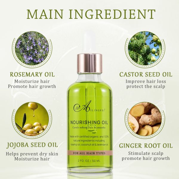 Private Label Moisturizing Nourishing Hair Oil Natural Rosmary Oil Castor Seed Oil Ginger Root Oil Jojoba Seed Oil Massa